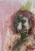 Hannah-Luisa Strohmaier - Selbstportrait mit Maske, 2021, Acryl/Wellpappe