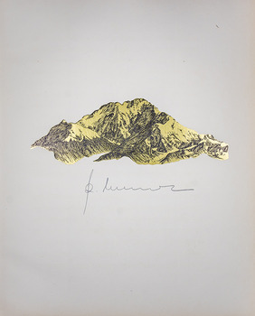 Nanga Parbat (aus: „Sacri Monti“) , 2019, Fineliner, Folie auf Buchseite, Foto: pidelta.de