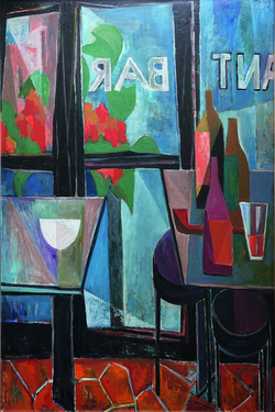 Das blaue Bistro, 1959, Öl/Hartfaser