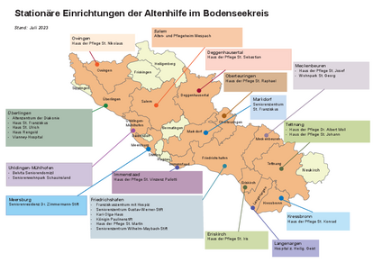 Karte der Altenpflegeheime