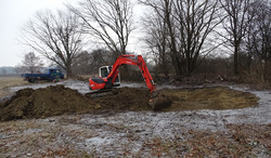 Im Januar 2019 wurde in Kressbronn ein Kleingewässer ausgebaggert, dass dem Biotopverbund dient. Foto: D. Doer, LEV Bodenseekreis.