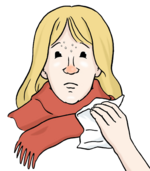 Frau mit Grippe