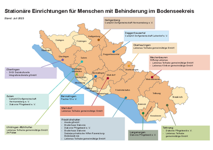 Karte der Einrichtungen für Menschen mit Behinderung